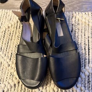 Black Leather Women's Sandals